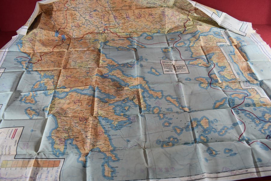 WW2 RAF SILK ESCAPE MAP DOUBLE SIDED EASTERN EUROPE, GREECE AND TURKEY-SOLD